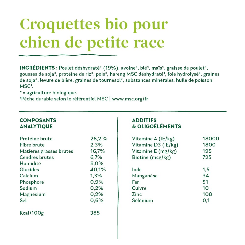 Yarrah croquettes bio pour chien de petite race