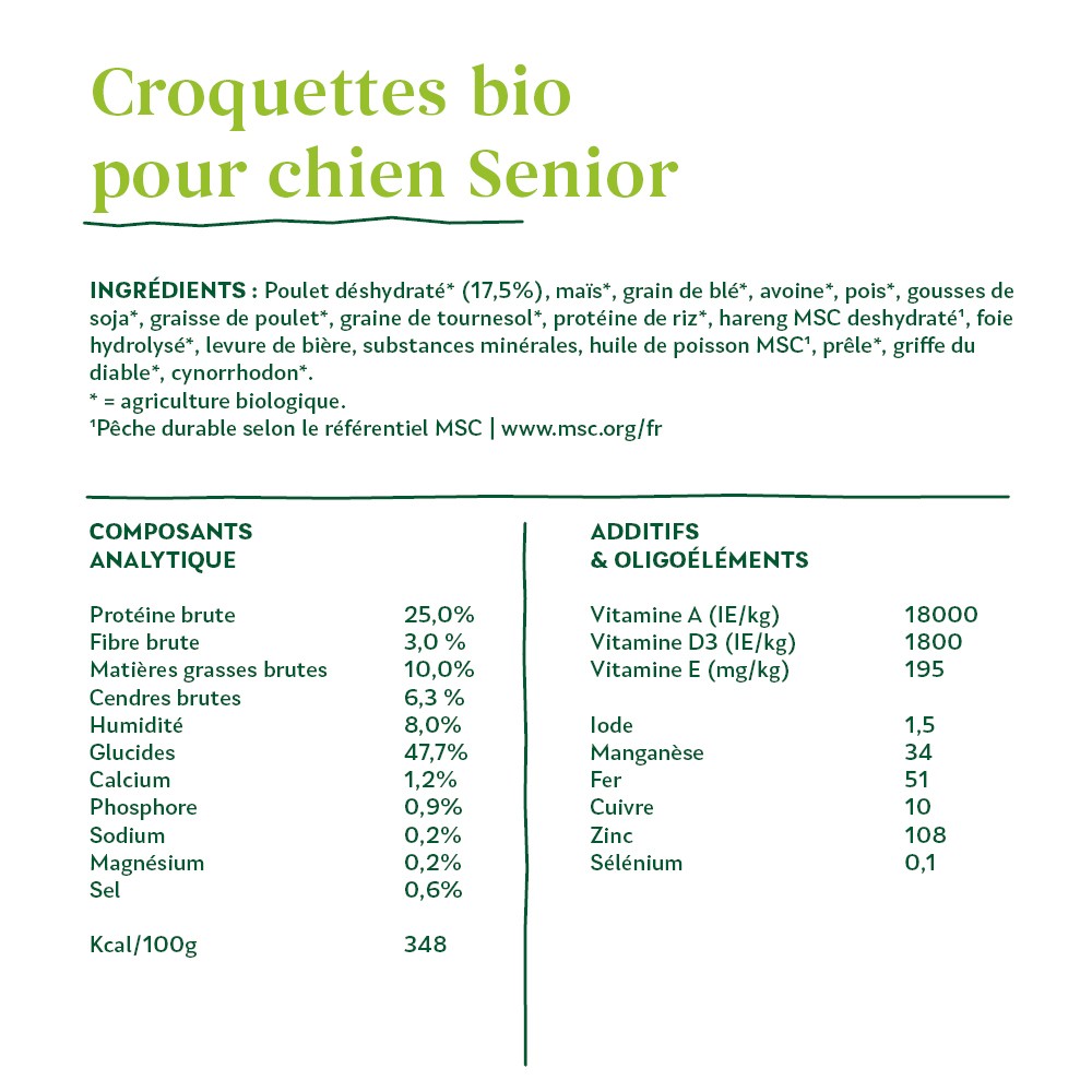 Yarrah croquettes bio pour chien senior