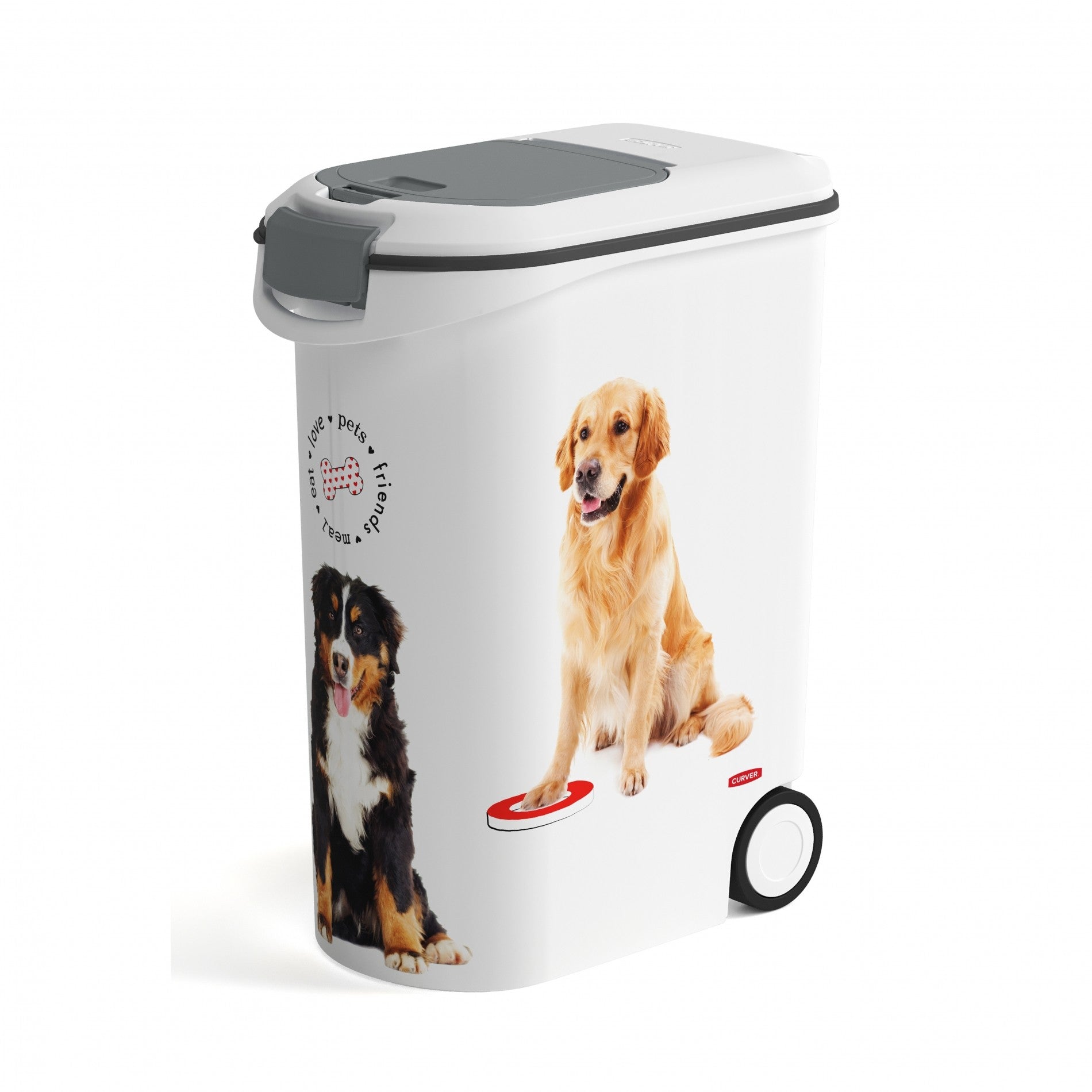 Conteneur à croquettes Love Dogs à roulettes