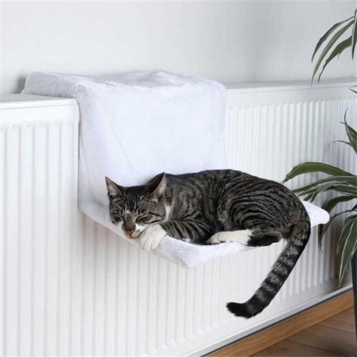 Plush cat bed to attach to the radiator