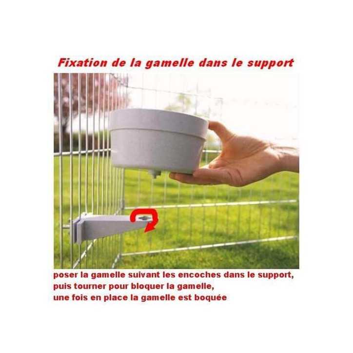 Gamelle blanche avec support de cage a fixer