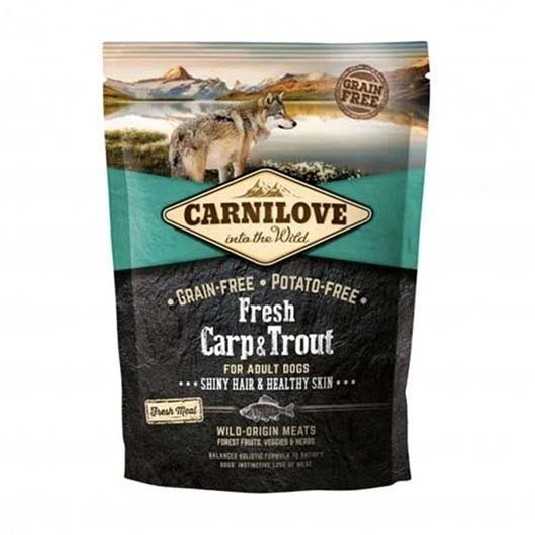 Carnilove - Croquettes pour chiens sans cereales - Carpe et truite fraiches 