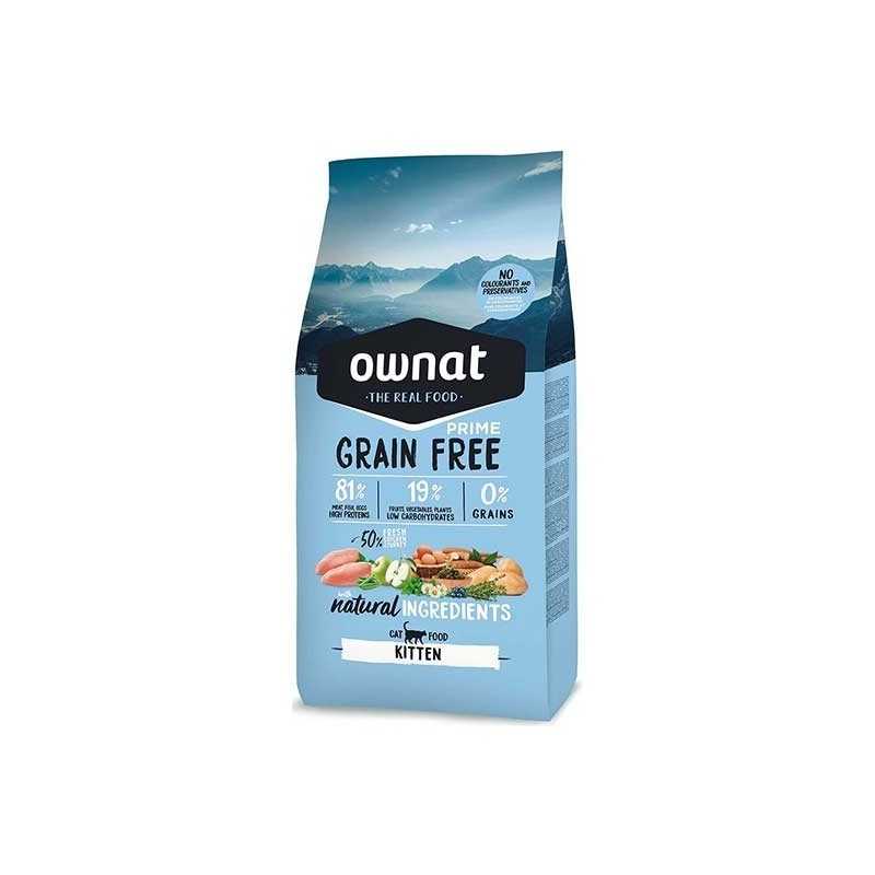 Ownat Grain Free Prime kitten and cat croquettes pour chat et chaton