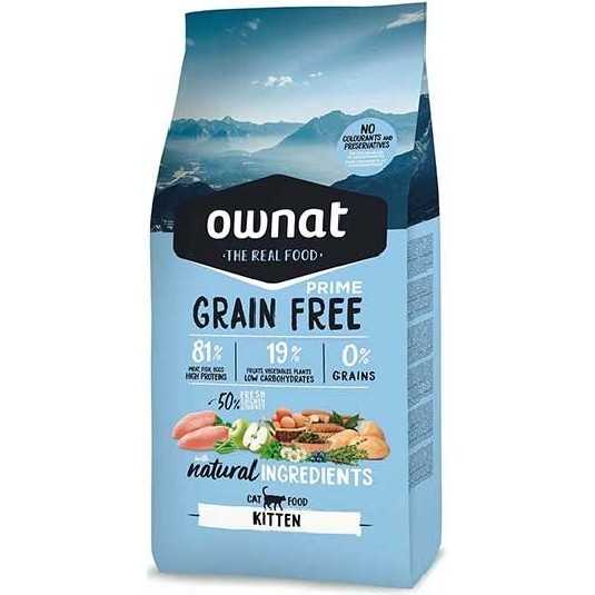 Ownat Grain Free Prime kitten and cat croquettes pour chat et chaton