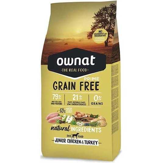 Ownat Grain Free Prime junior chicken and turkey croquettes pour chien