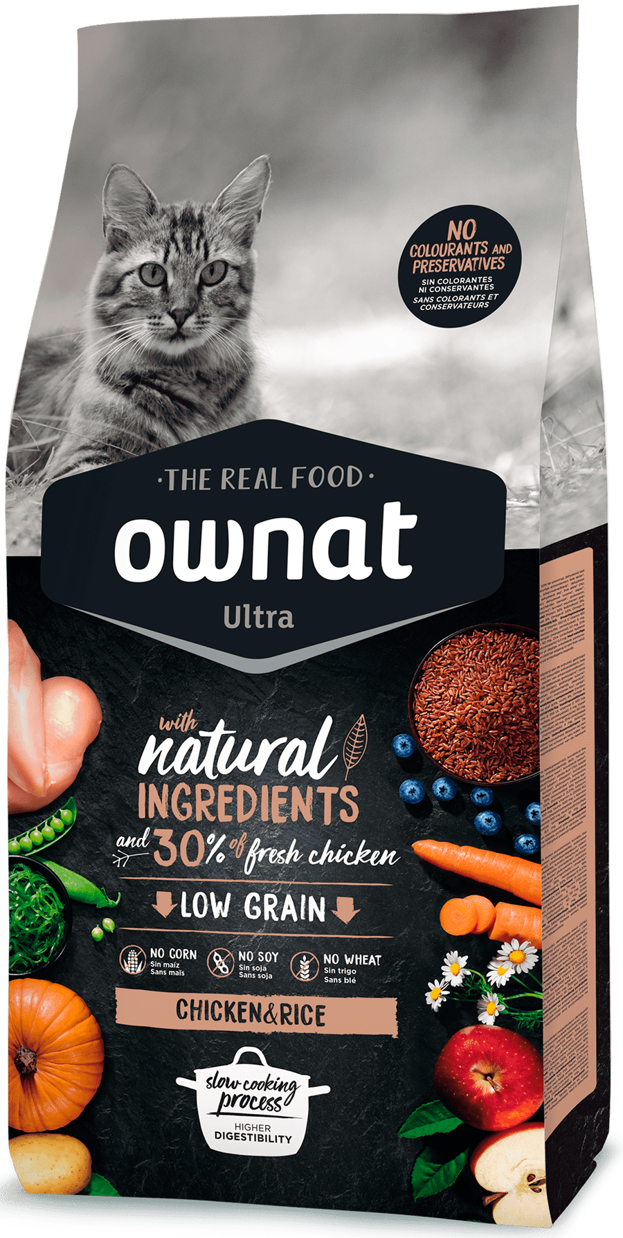 Ownat Ultra chicken and rice croquettes pour chat 1,5kg