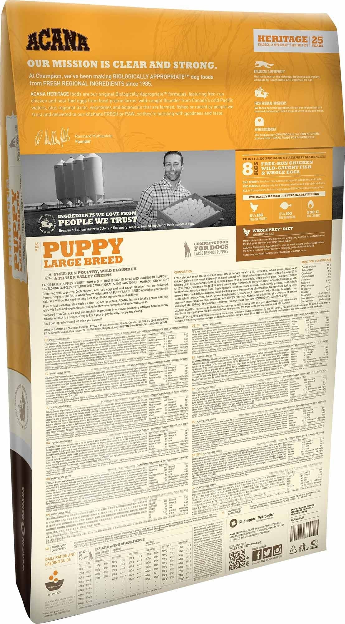 Acana Heritage Puppy Large Breed croquettes pour chiot de grande taille