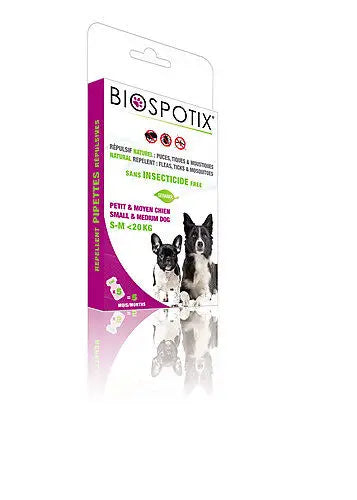 Biospotix+ - Pipettes répulsives chien S-M - 5 x 1 ml