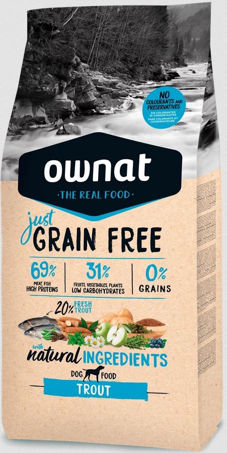 Ownat Grain Free Just Trout croquettes pour chien