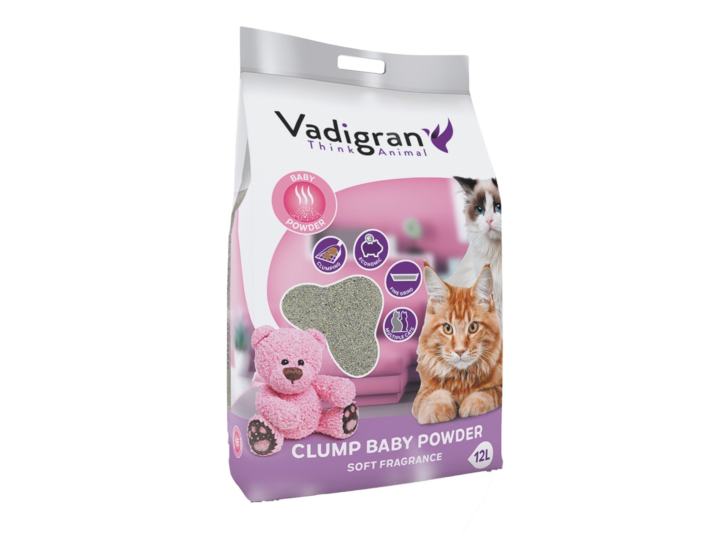Litière pour chat Bentonite agglomérante Baby Powder 12L