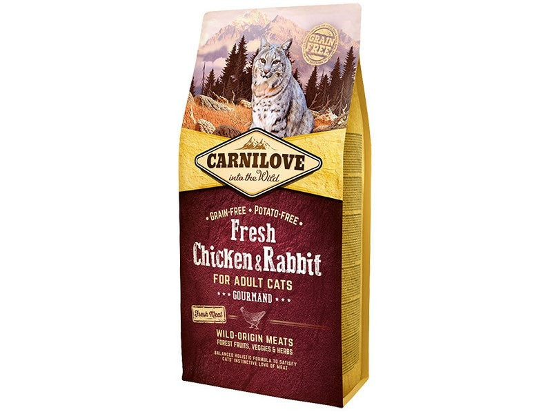 Carnilove croquettes pour chat adulte saveur poulet lapin 6kg