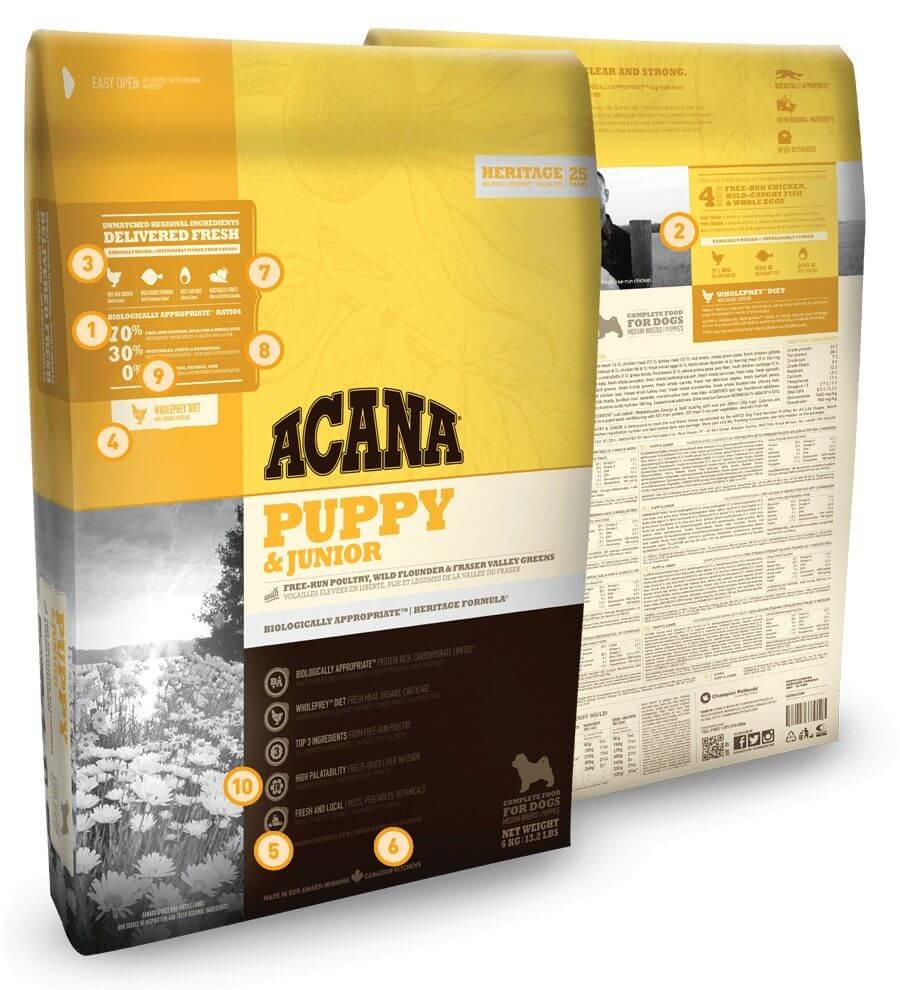 Acana Heritage Puppy and Junior croquettes pour chiot et jeune chien