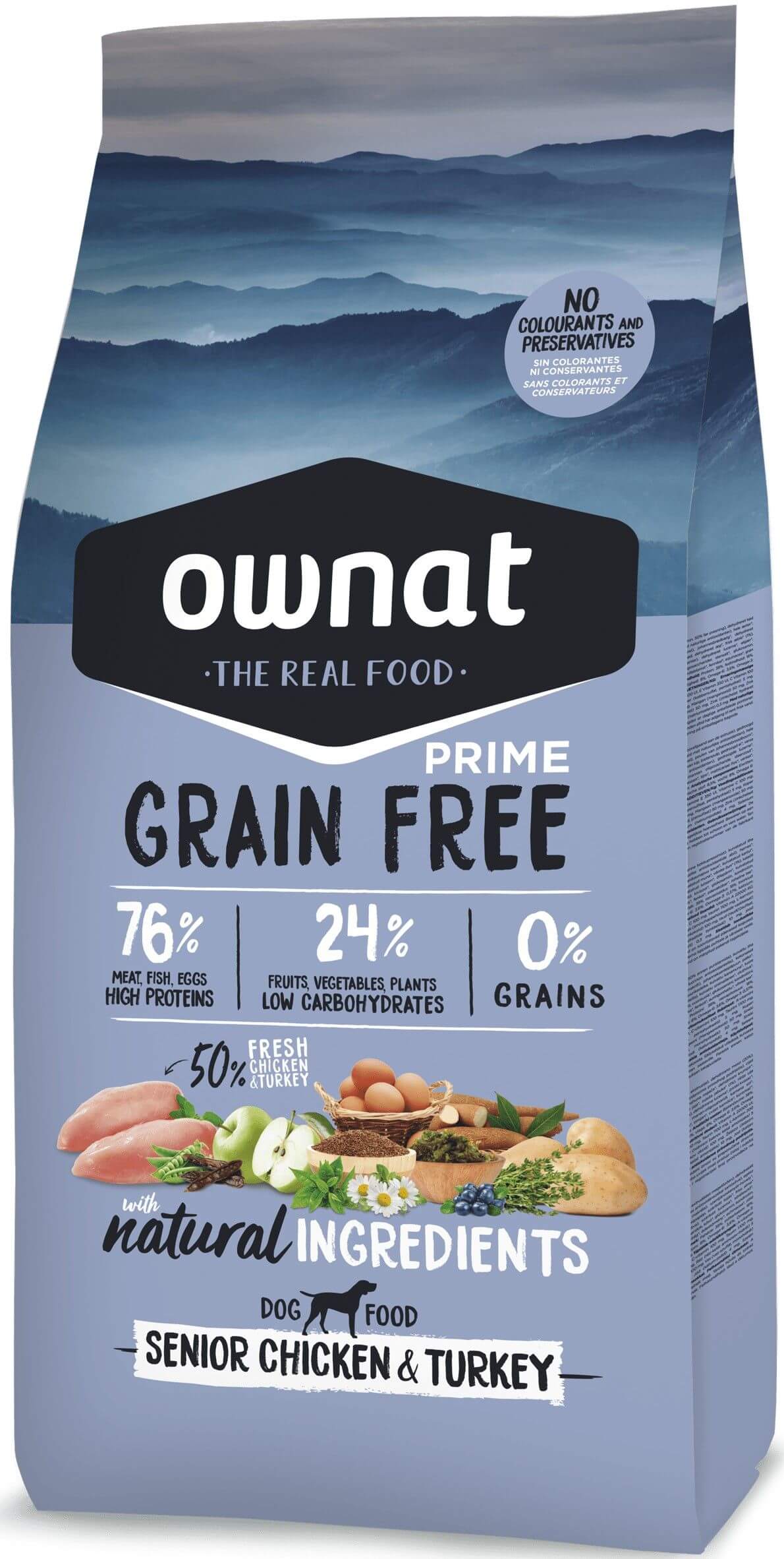 Ownat Grain Free Prime chicken and turkey croquettes pour chien senior