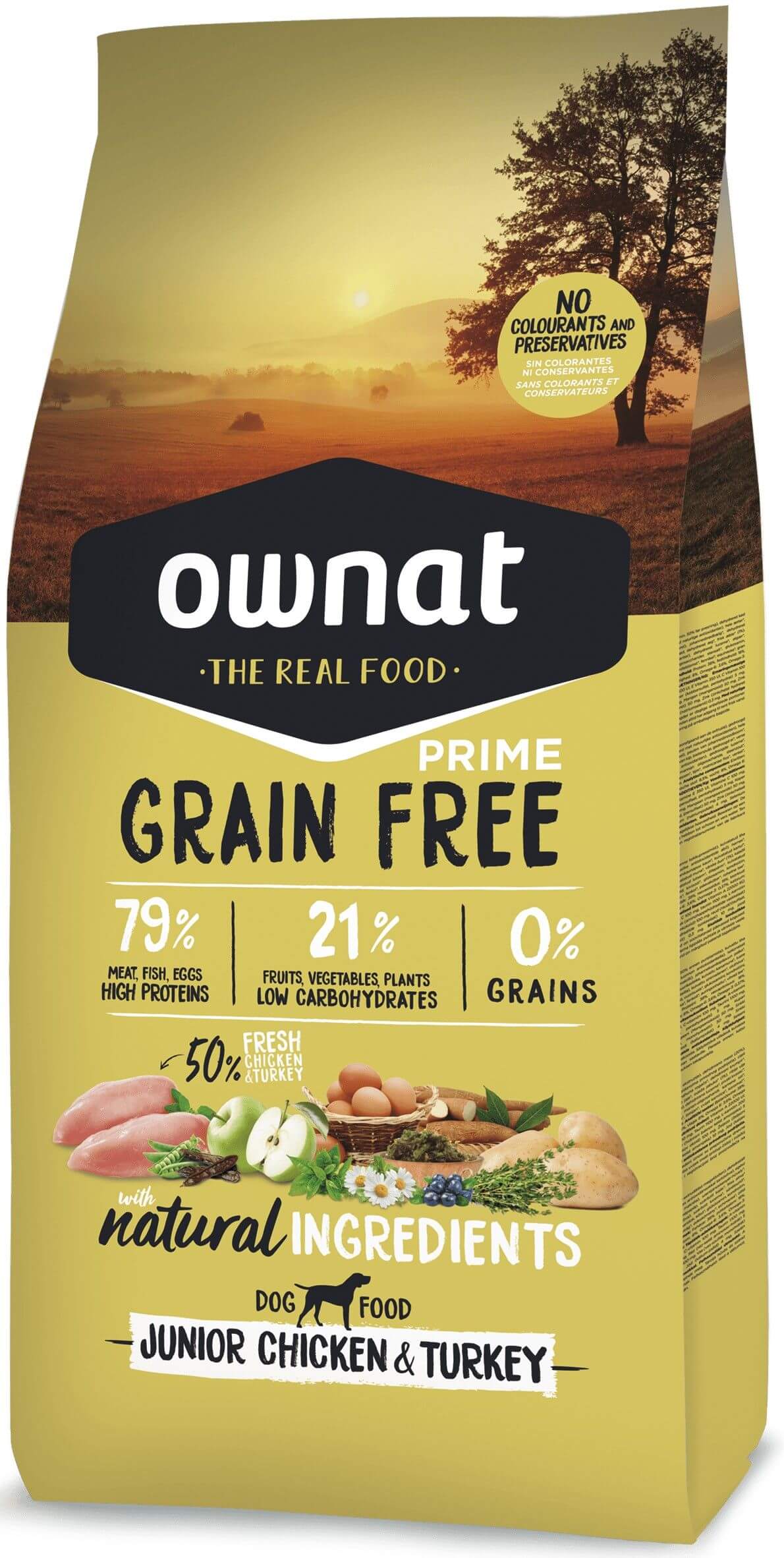 Ownat Grain Free Prime junior chicken and turkey croquettes pour chien