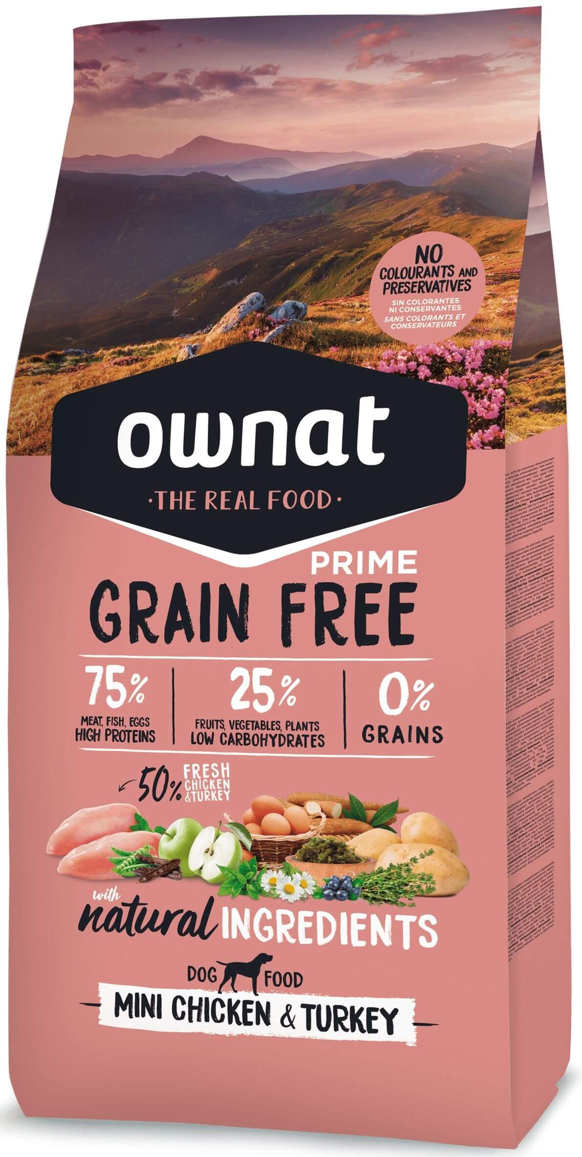Ownat Grain Free Prime mini chicken and turkey croquettes pour chien