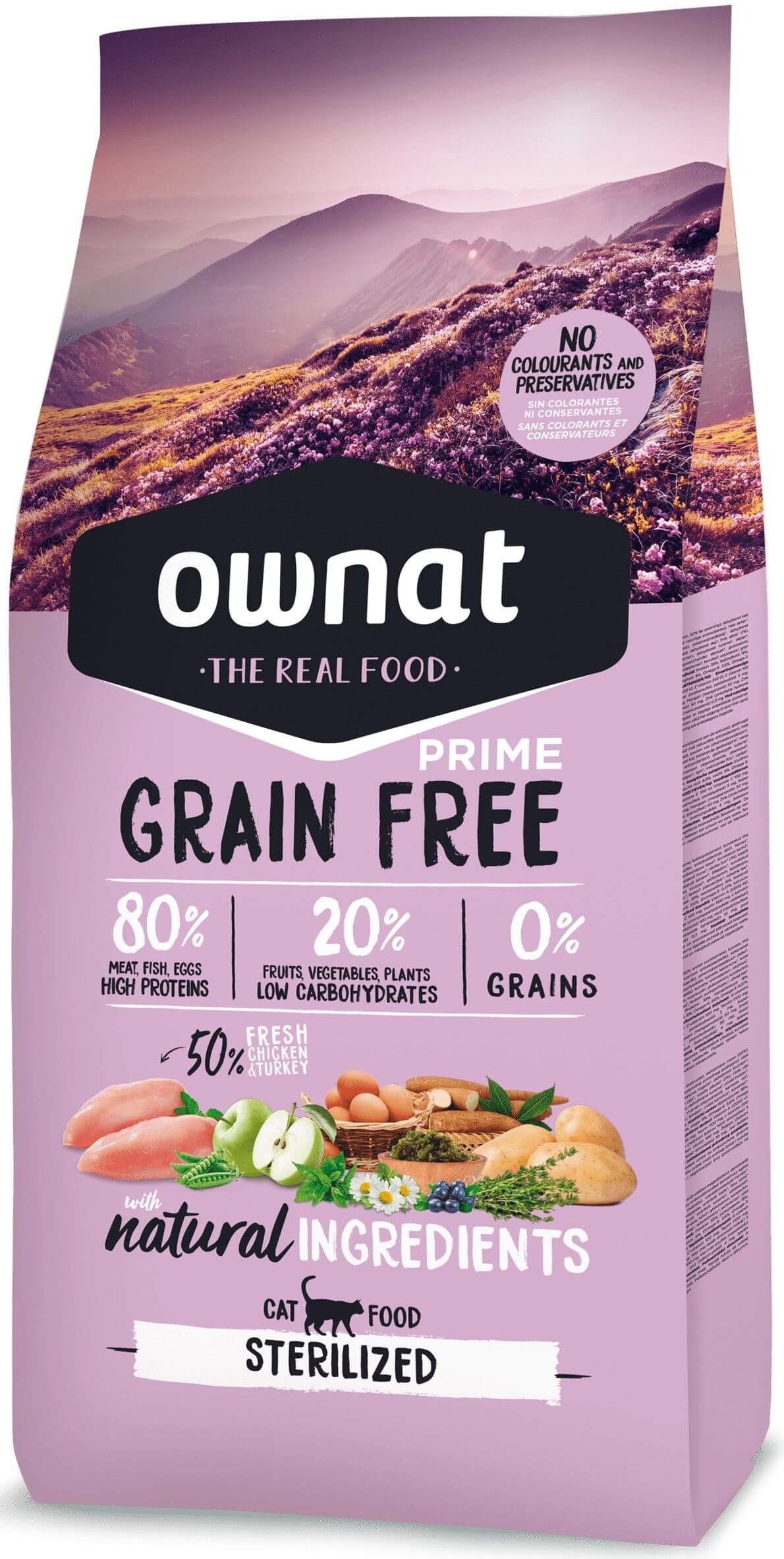 Ownat Grain Free Prime sterilized croquettes pour chat