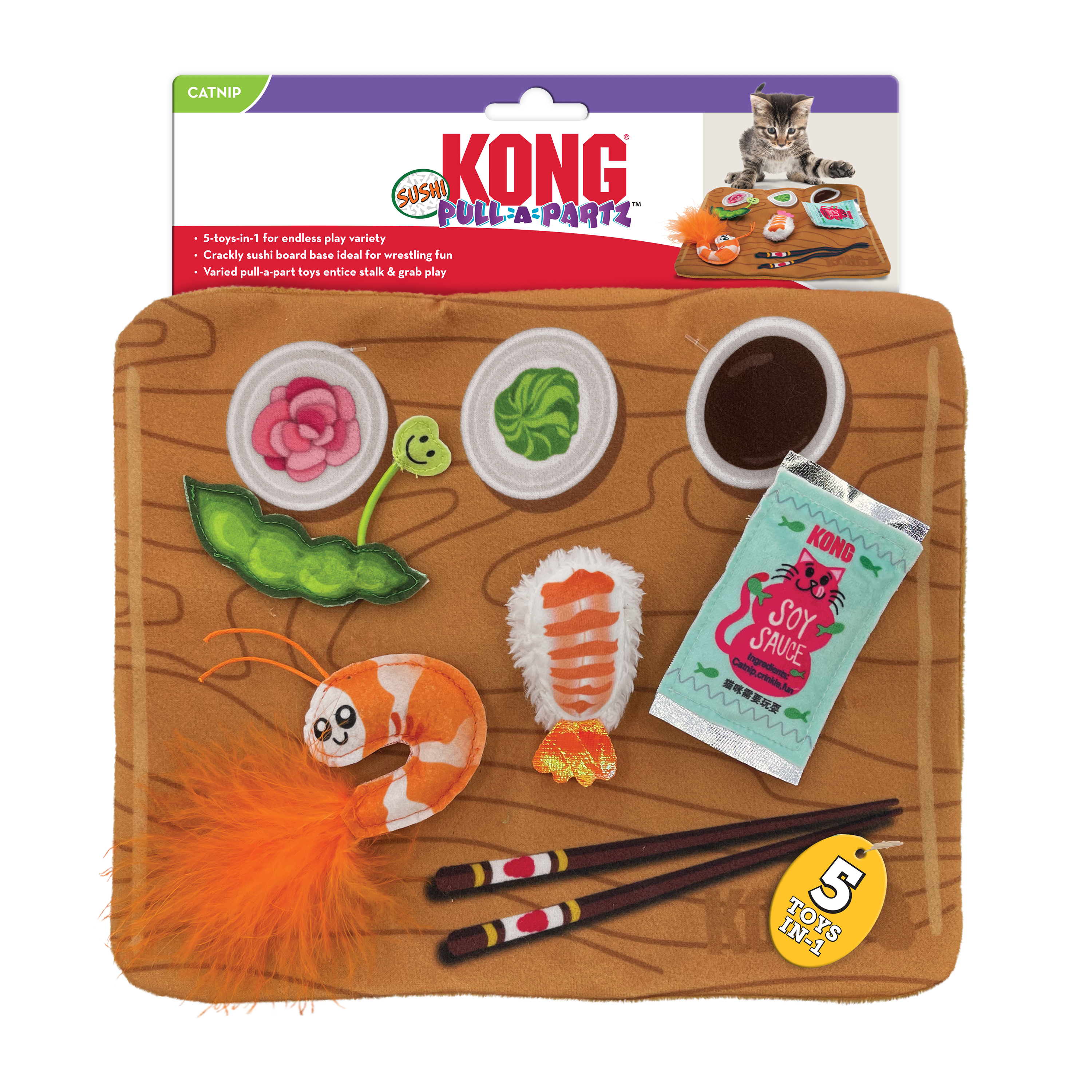 Jouet Kong Chat Pull A Partz Sushi