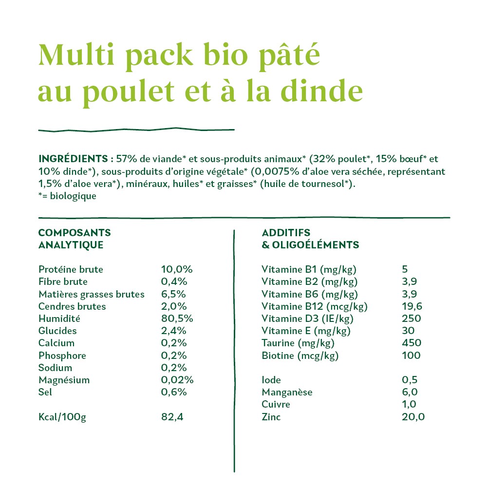 Yarrah pâtées bio - Lot 8 x 100g