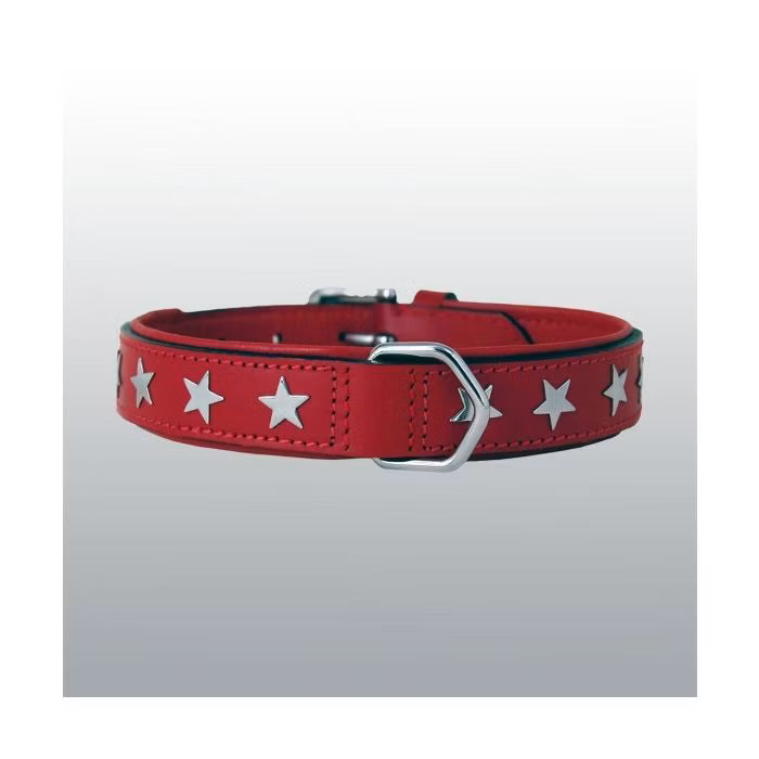 COLLIER CUIR ROUGE ETOIL.20MM 41-47