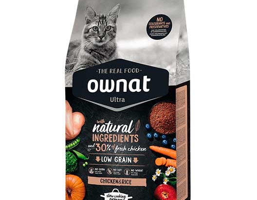 Ownat Ultra chicken and rice croquettes pour chat 1,5kg