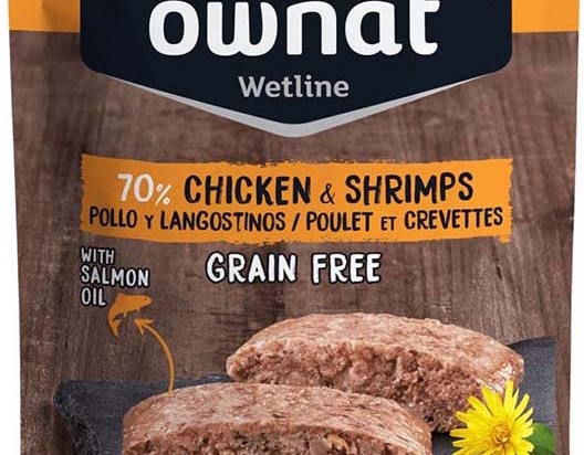 Ownat Grain Free Prime sachet chat poulet et crevette