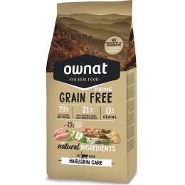 Ownat Grain Free Prime hair and skin croquettes pour chat
